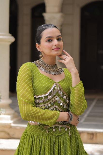 NAVRATRI KA 5047 Leheriya Green  Lehenga choli boutiques in Pune